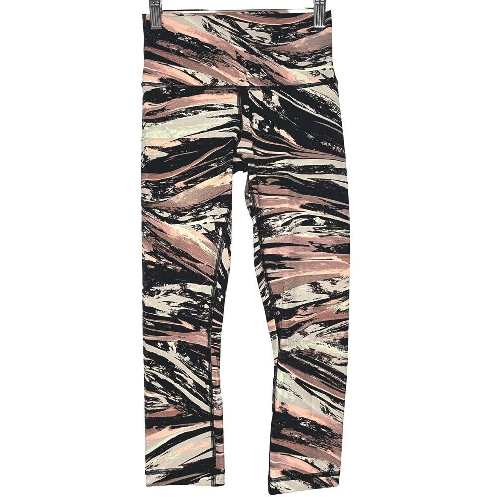 Lululemon Wunder Under Crop High Rise Womens 4 Pink Colour Splash Multi Luxtreme